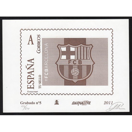 España Spain Grabado 5 Barnafil 2013 FC Barcelona ( escudo ) Barça Tirada. 600 España Spain Grabado 5 Barnafil 2013 FC Barcelona ( escudo ) Barça Tirada. 600