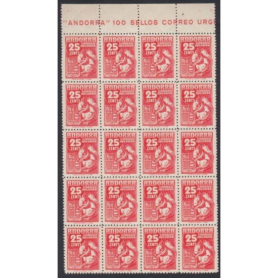 Andorra Española 58 Bl. 20 ( 45/58 ) 1948-53 FLORA FAUNA Ardilla Squirrel MNH