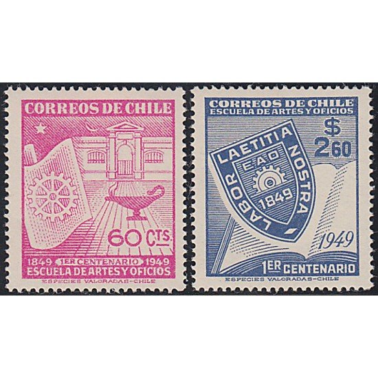 Chile 225/26 1949 Centenario de la Escuela de Artes y Oficios MNH Chile 225/26 1949 Centenario de la Escuela de Artes y Oficios MNH