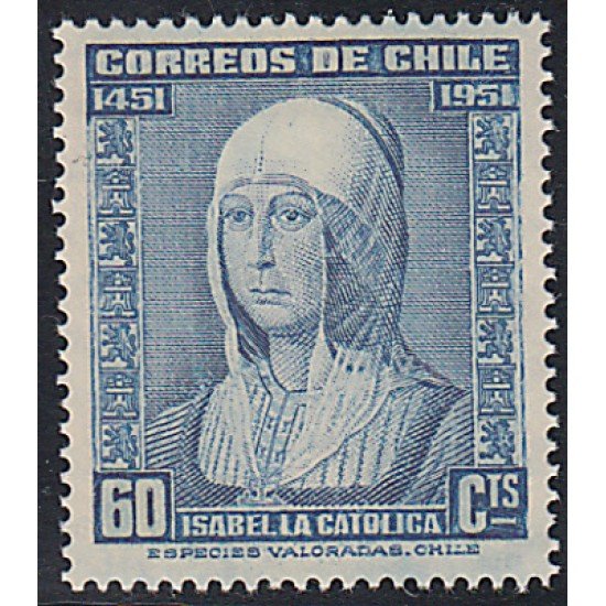 Chile 230 1952 V Centenario del Nacimiento de Isabel La Católica MNH Chile 230 1952 V Centenario del Nacimiento de Isabel La Católica MNH