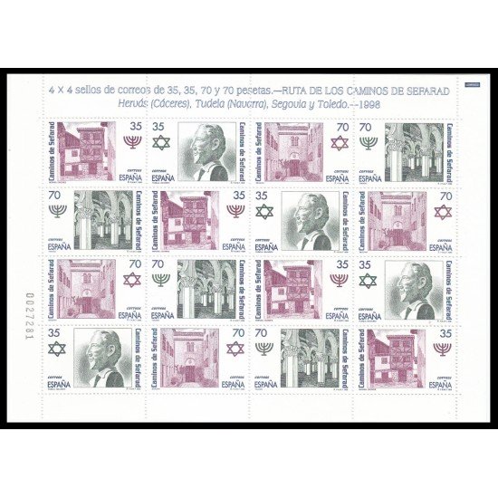 España Spain 3600/03 1998 Ruta de los Caminos de Sefarad MNH España Spain 3600/03 1998 Ruta de los Caminos de Sefarad MNH