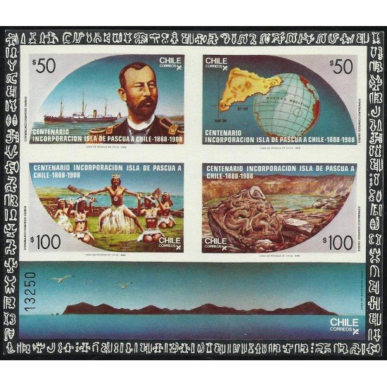 Chile HB 88 1988 Incorporación I. de Pascua a Chile HB sin dentar MNH Chile HB 88 1988 Incorporación I. de Pascua a Chile HB sin dentar MNH