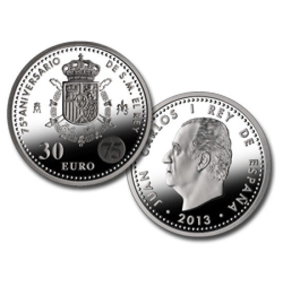 España Spain 2013 30 euros  75º Aniversario SM Rey J.Carlos I Plata Ag
