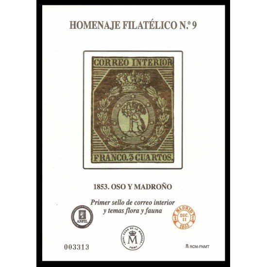 España Spain Homenaje Filatélico 9 2013 Oso y Madroño