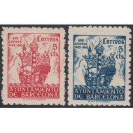 Barcelona 49/50 1943 450 Aniversario  llegada de Colón Barco Boat MNH