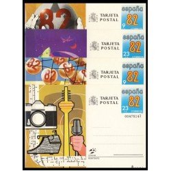 España Spain Entero Postal ( tarjeta ) 129/32 1982 Fútbol Football Train Tren Barco Boat Avion 