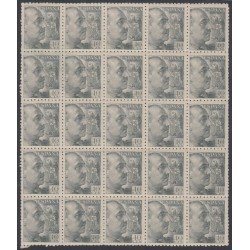 España Spain Variedad  925ic 1940/1945 Franco Calcado al Reverso Bloque de 25