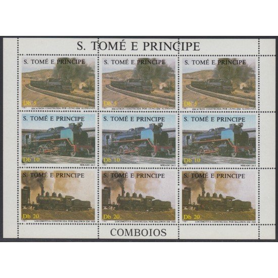 Santo Tomás y Príncipe 890/92 MP 3 series 1987 Locomotoras Tren Train MNH 
