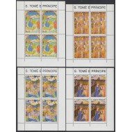 Santo Tomás y Príncipe 1006/09 1990 4 Series en Hojita Navidad Christmas MNH  