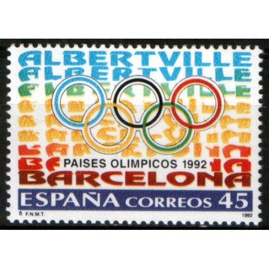 España Spain Emisión conjunta 1992 España-Francia Paises Olímpicos  MNH 