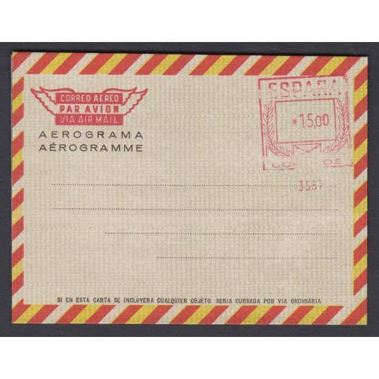 España Aerograma 115 1974/75 Bicolor Franqueo mecánico previamente impreso