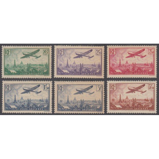 France Francia A- 8/13 1936 Avion Survolant París MNH France Francia A- 8/13 1936 Avion Survolant París MNH