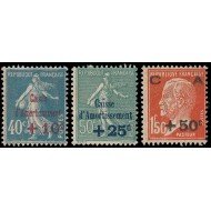 France Francia  246/48 1927 Caisse Amortissement MNH