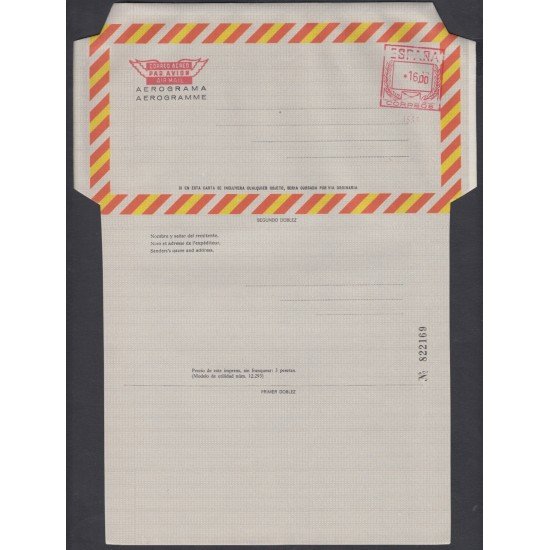 España Aerograma 128 1977/79 Bicolor Franqueo mecánico previamente impreso