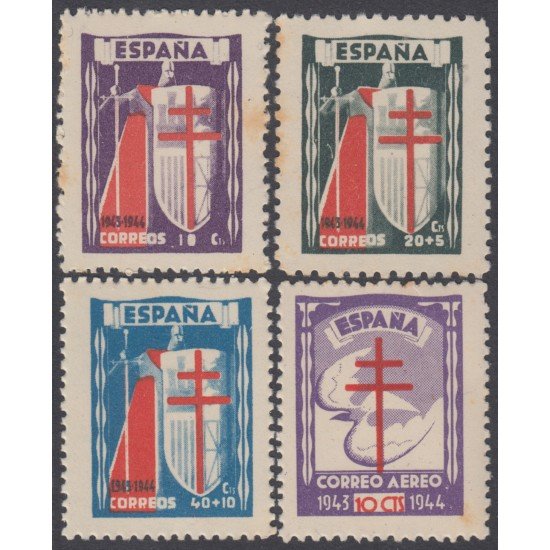 España Spain 970/73 1943 Pro Tuberculosos Sombras MH