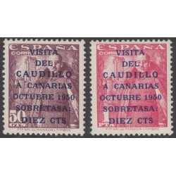 España Spain 1088/89 1951 General Franco Viaje Caudillo a Canarias MNH