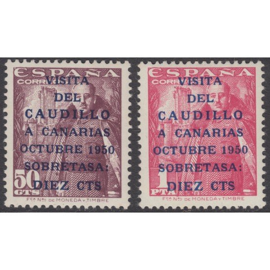España Spain 1088/89 1951 General Franco Viaje Caudillo a Canarias MNH
