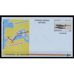 España Aerograma 214 1989 Línea aérea Cadiz Melilla Polinesia Roma Avión Plane 