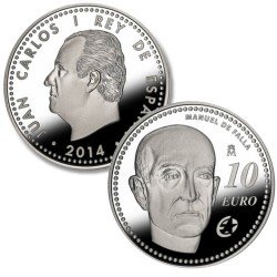 España Spain 2014 10 euros Programa Europa: Manuel de Falla Plata Ag