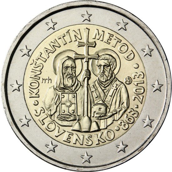 Eslovaquia 2013 2 € euros conmemorativos Konstantín y Metod Eslovaquia 2013 2 € euros conmemorativos Konstantín y Metod
