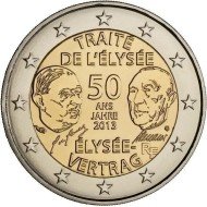 Francia 2013 2 € euros conmemorativos 50º Av. del Tratado del Elíseo Francia 2013 2 € euros conmemorativos 50º Av. del Tratado del Elíseo