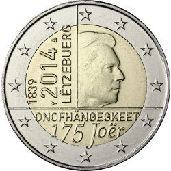 Luxemburgo 2014 2 € euros conmemorativos 175 Av Independencia Luxemburgo 2014 2 € euros conmemorativos 175 Av Independencia