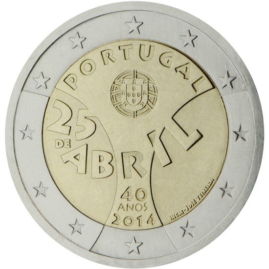 Portugal 2014 2 € euros conmemorativos 40º Av Revolución del 25 de abril Portugal 2014 2 € euros conmemorativos 40º Av Revolución del 25 de abril
