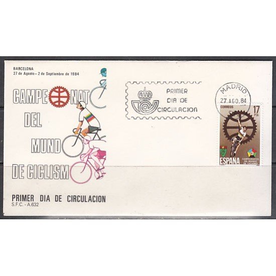España Spain 2772 1984 Campeonato del mundo de ciclismo SPD Sobre Primer Día