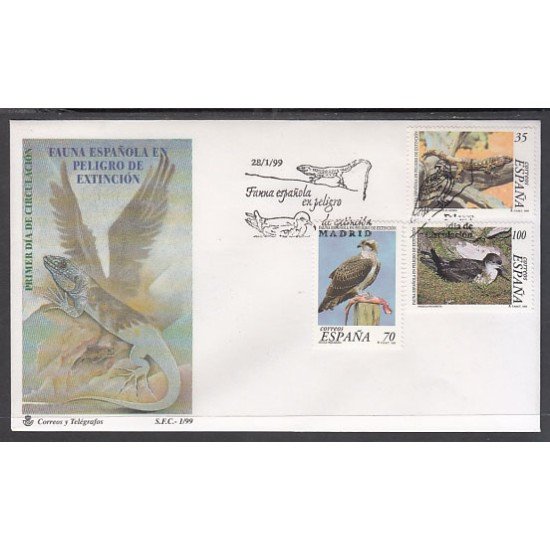 España Spain 3614/16 1999 Fauna española en peligro de extinción  SPD Sobre Primer Día