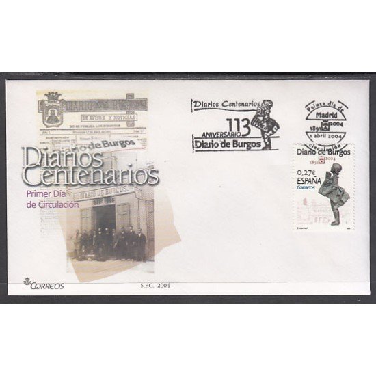 España Spain 4072 2004 Diarios Centenarios Diario de Burgos SPD Sobre Primer Día