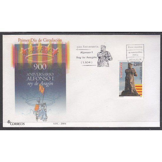 España Spain SPD 4127 2004 CM Aniversario de la proclamación de Alfonso I el Batallador como Rey de Aragón SPD Sobre Primer Día España Spain SPD 4127 2004 CM Aniversario de la proclamación de Alfonso I el Batallador como Rey de Aragón SPD Sobre Primer Día