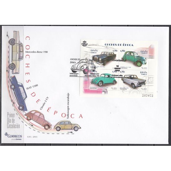 España Spain 4788 2013 Coches de Epoca HB SPD Sobre Primer Día España Spain 4788 2013 Coches de Epoca HB SPD Sobre Primer Día