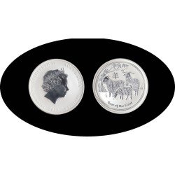 Australia 5 OZ onza  2015 Año de la cabra Year of the Goat 5$ Plata Ag