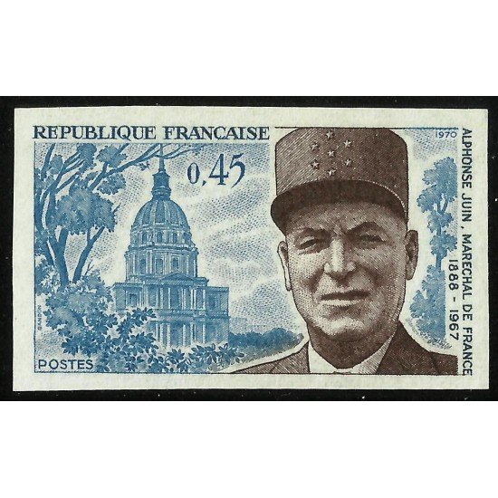 MI1 France Francia Nº 1630a Mariscal Juin 1970 sin dentar MNH MI1 France Francia Nº 1630a Mariscal Juin 1970 sin dentar MNH