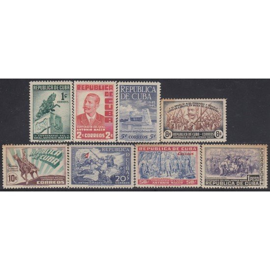 Cuba 304/11 1948 Centenario del nacimiento del Gral. Antonio Maceo MH Sombras