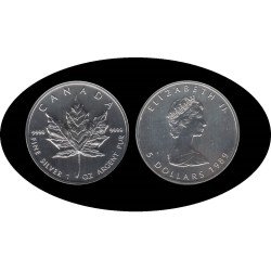 Canadá Canada 1 OZ onza 1989 Maple Leaf Elisabeth II  5$ Plata Ag