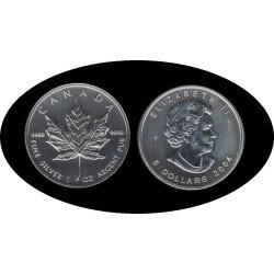 Canadá Canada 1 OZ onza 2004 Maple Leaf Elisabeth II  5$ Plata Ag