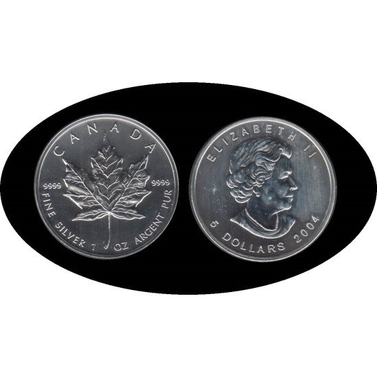 Canadá Canada 1 OZ onza 2004 Maple Leaf Elisabeth II  5$ Plata Ag