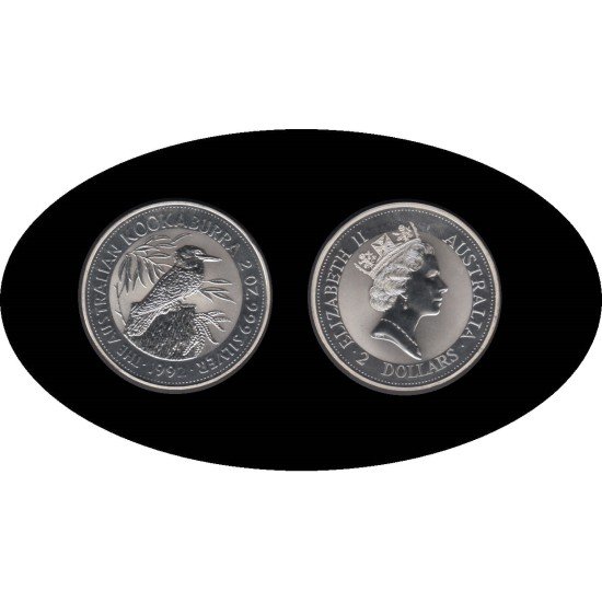 Australia 2 OZ onza 1992 Kookaburra 2$ Plata Ag Australia 2 OZ onza 1992 Kookaburra 2$ Plata Ag