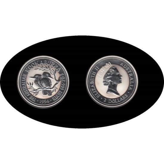 Australia 2 OZ onza 1994 Kookaburra 2$ Plata  Ag 