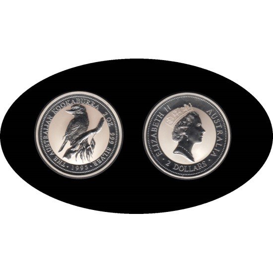 Australia 2 OZ onza 1995 Kookaburra 2$ Plata Ag Australia 2 OZ onza 1995 Kookaburra 2$ Plata Ag