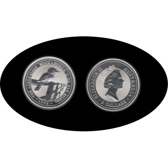 Australia 2 OZ onza 1998 Kookaburra 2$ Plata Ag Australia 2 OZ onza 1998 Kookaburra 2$ Plata Ag