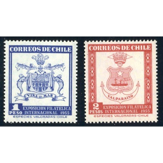 MI2/BA1  Chile 251/52 Chile 251/52 1955 Exposición Filatélica Internacional de Valparaiso MNH