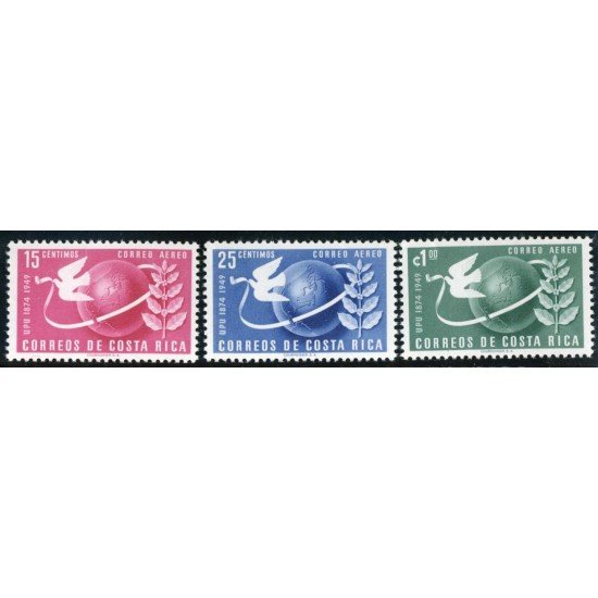 FL1/FAU3 Costa Rica A- 185/87 1949 75º Aniversario de la UPU MNH