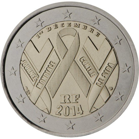 Francia 2014 2 € euros conmemorativos Día Mundial  SIDA