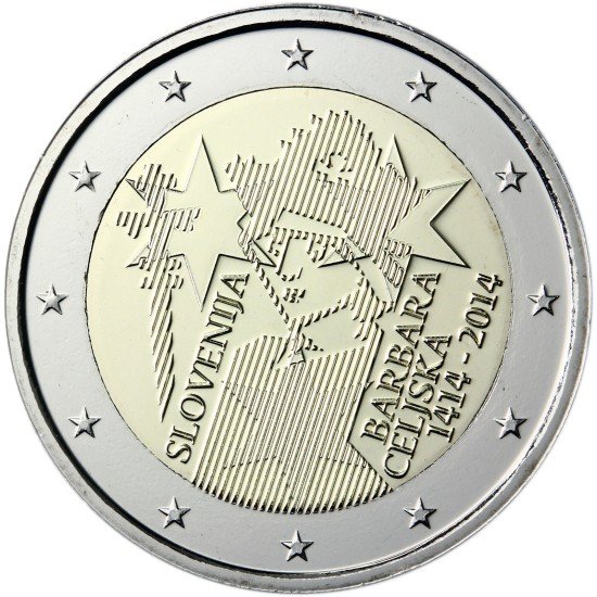Eslovenia 2014 2 euros conmemorativos 600° Av. coronación de Barbara Celjska