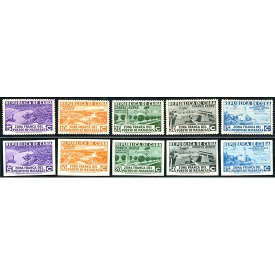 BA1/TRA1 Cuba A- 17/21 1936 serie dentada y sin dentar MNH BA1/TRA1 Cuba A- 17/21 1936 serie dentada y sin dentar MNH