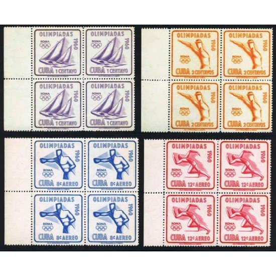 BA1/DEP3 Cuba 532/33 + A 212/13 Bl.4 1960 Olimpiadas Roma MNH