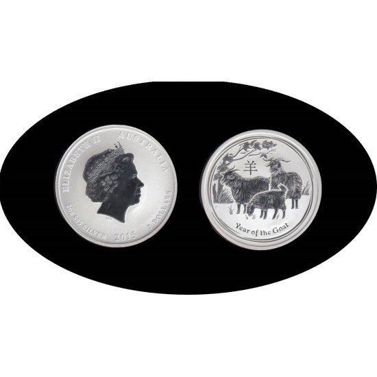 Australia 2 OZ onza 2015 Año de la cabra Year of the goat 2$ Plata Ag Australia 2 OZ onza 2015 Año de la cabra Year of the goat 2$ Plata Ag