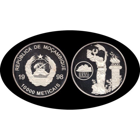 Mozambique 1998 Sidney 2000 10000 meticais Silver Olympic Sidney Mintage : 2000 Mozambique 1998 Sidney 2000 10000 meticais Silver Olympic Sidney Mintage : 2000